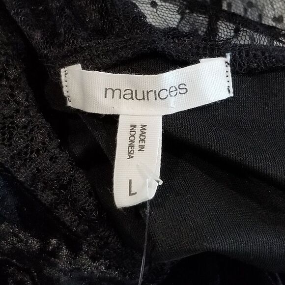 Maurices Size L Black Crushed Velvet Mesh Panel Back Buttons Sleeveless NEW - Picture 4 of 9